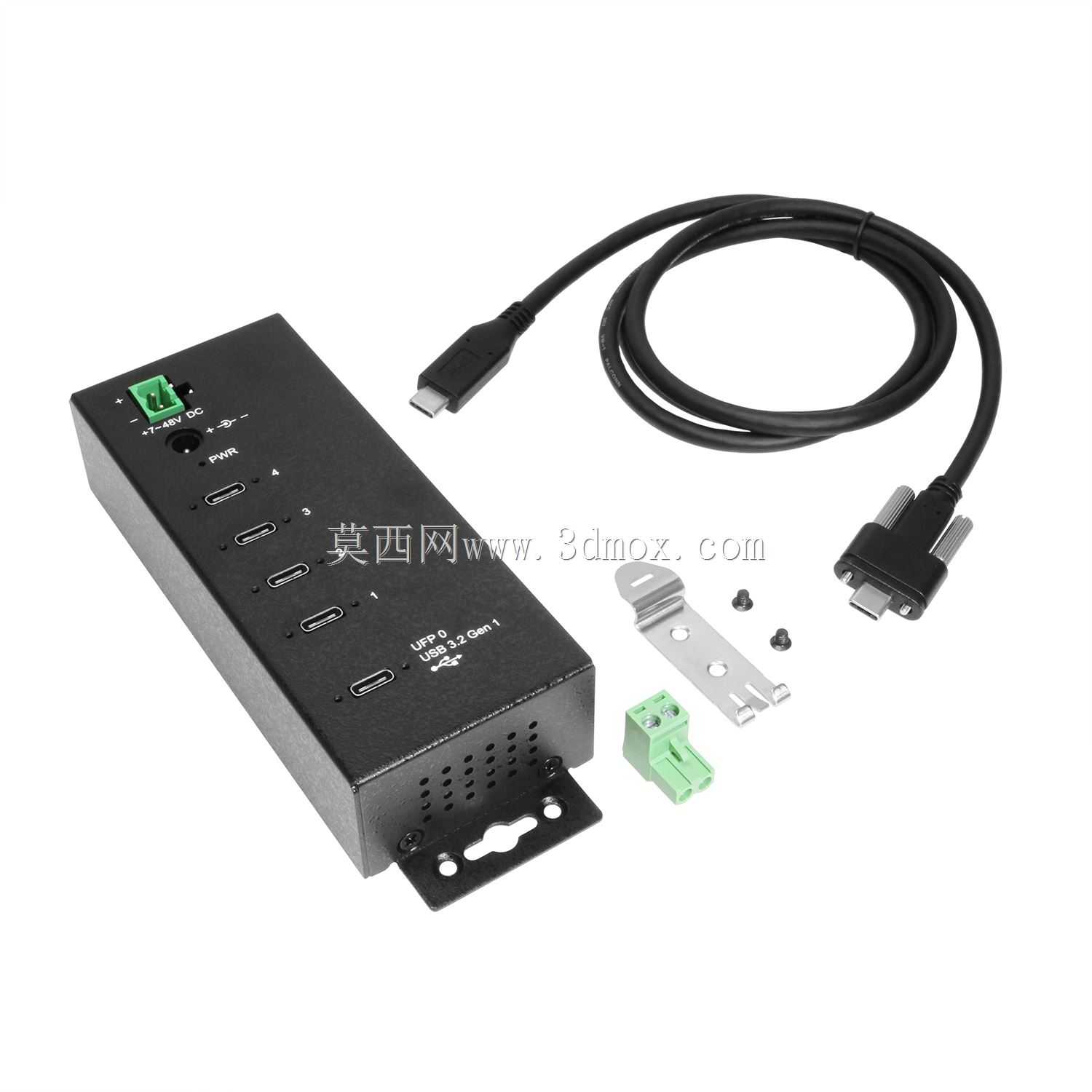 4端口USB 3.2 Gen 1 C型集线器,带ESD浪涌保护\u0026螺钉锁定端口