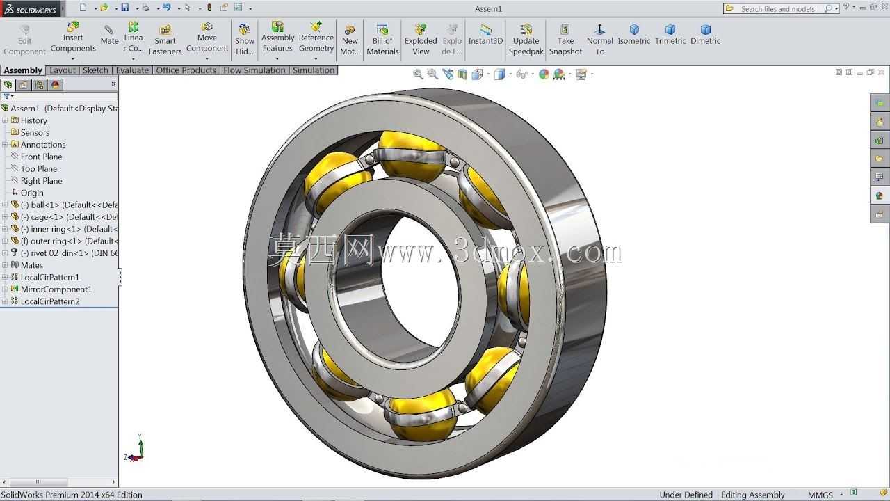 SolidWorks教程|在SolidWorks中设计和组装滚珠轴承| SolidWorks