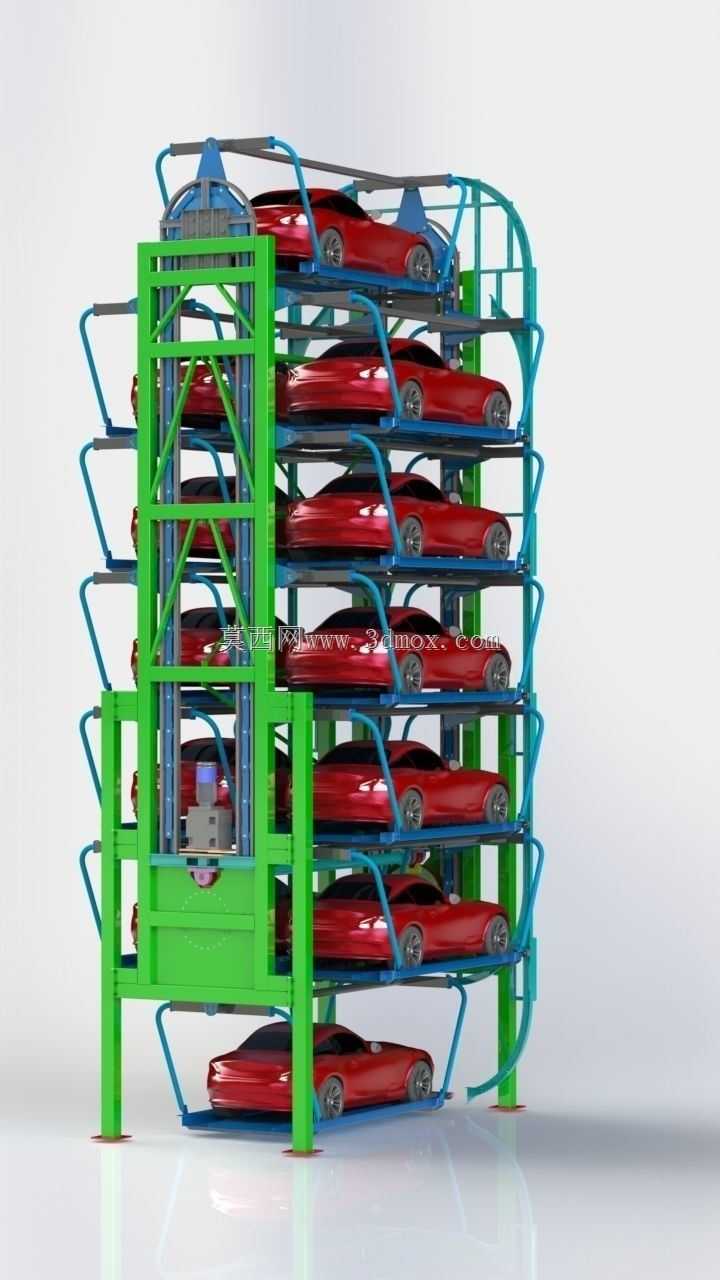 旋转停车系统12辆车3D模型