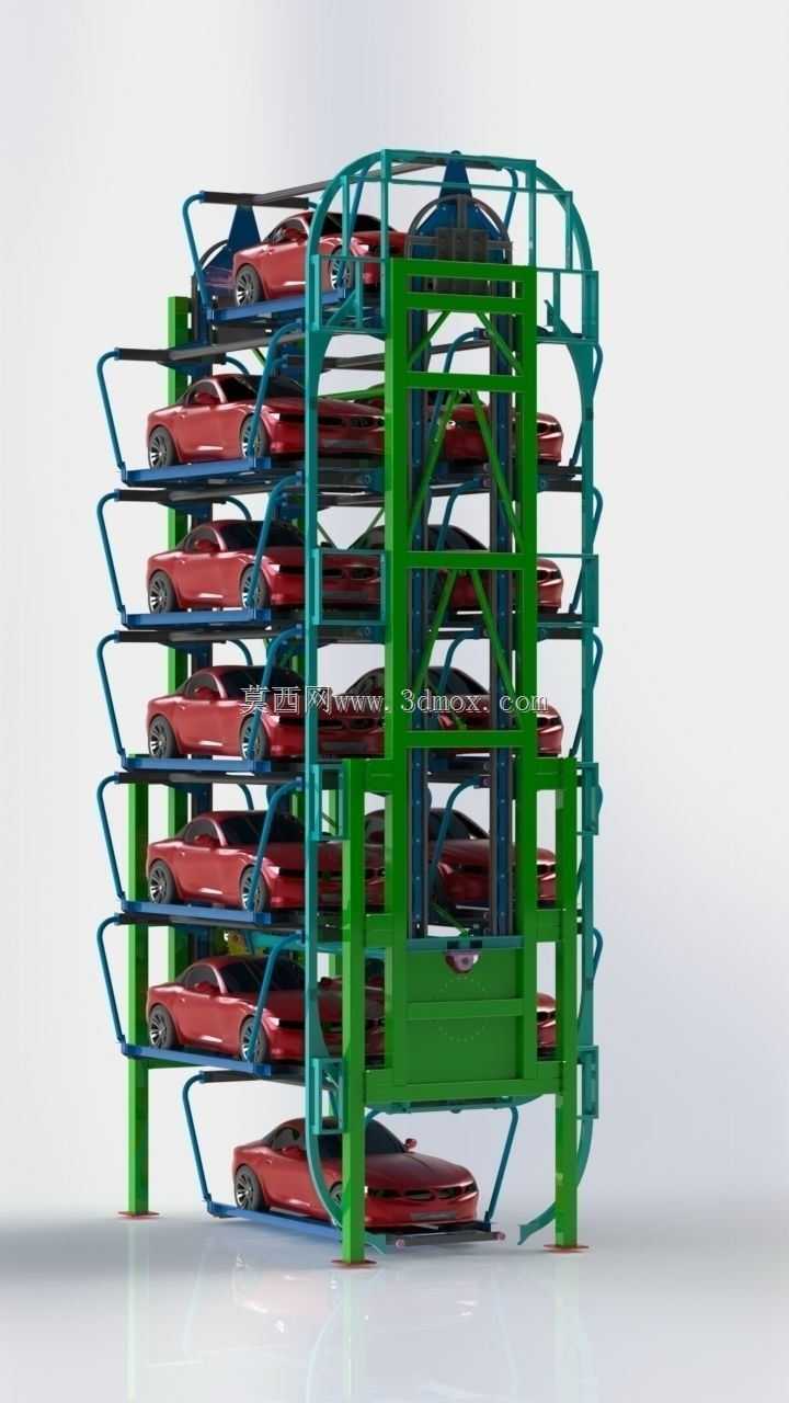 旋转停车系统12辆车3D模型