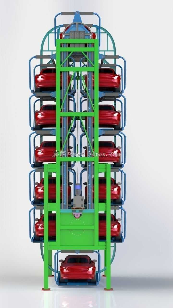 旋转停车系统12辆车3D模型