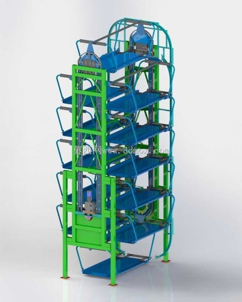 旋转停车系统12辆车3D模型