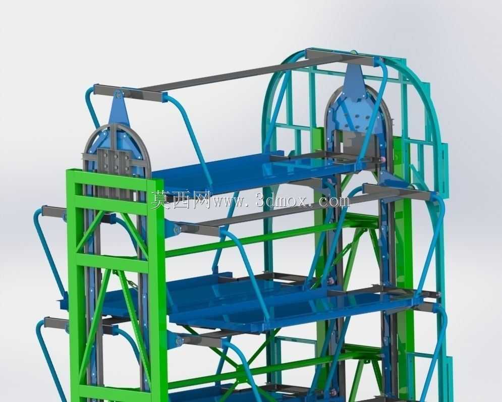 旋转停车系统12辆车3D模型