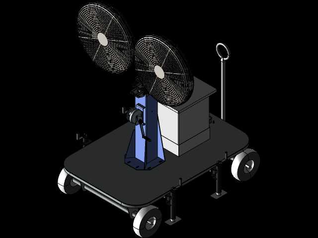 带桅杆的推车上的双便携式蒸发空气喷雾冷却器-7'-12'-8723 CFM-30\“外径-34加仑