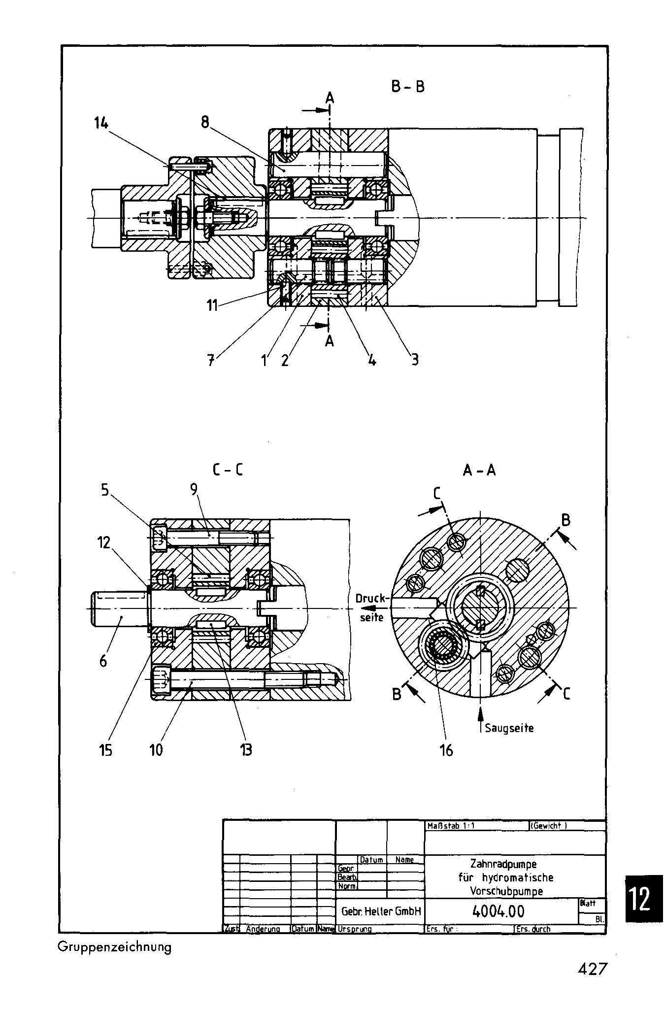 Zahnradpumpe für die hydromatische Vorshubppumpe