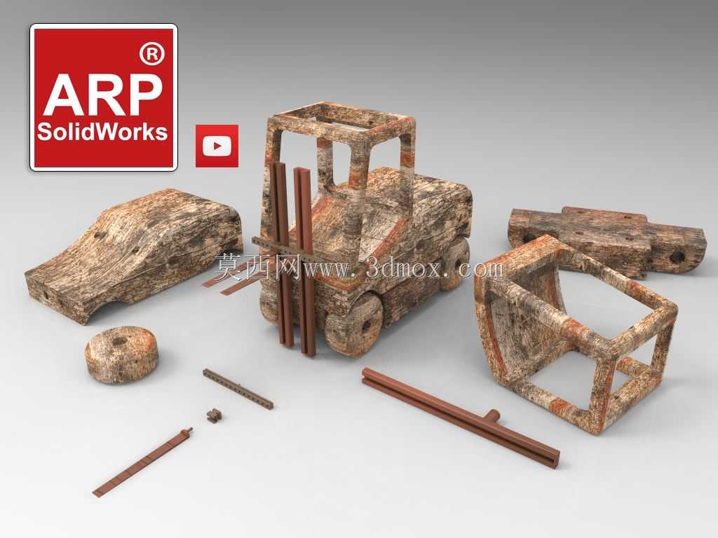 旧木叉车玩具