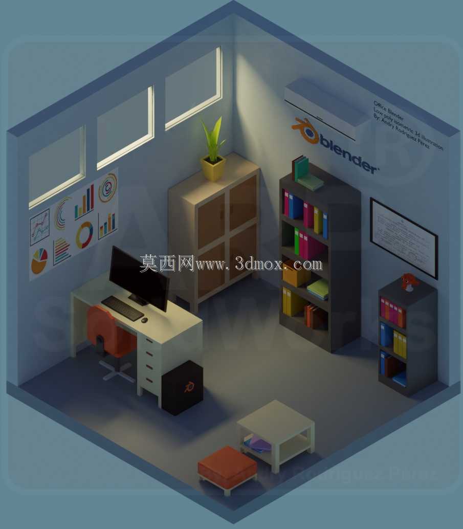 低多边形等距3d插图-433