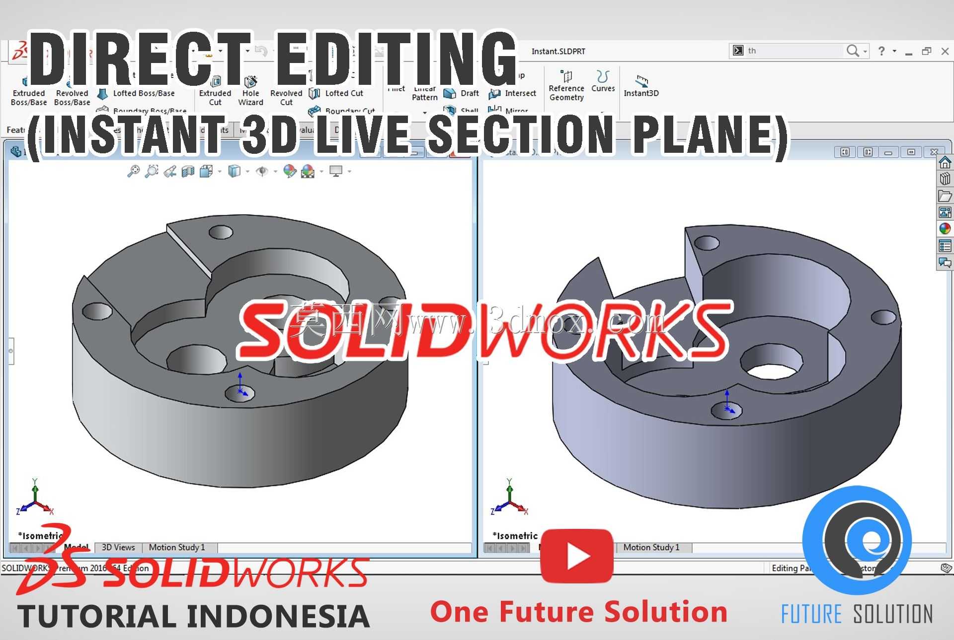 SolidWorks印度尼西亚教程#042(英文版)-直接编辑(即时3D\u0026活动剖面)