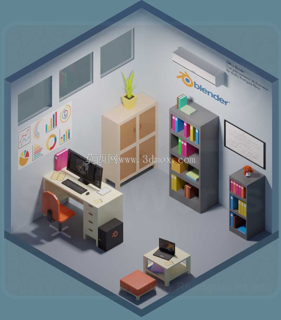 低多边形等距3d插图-432