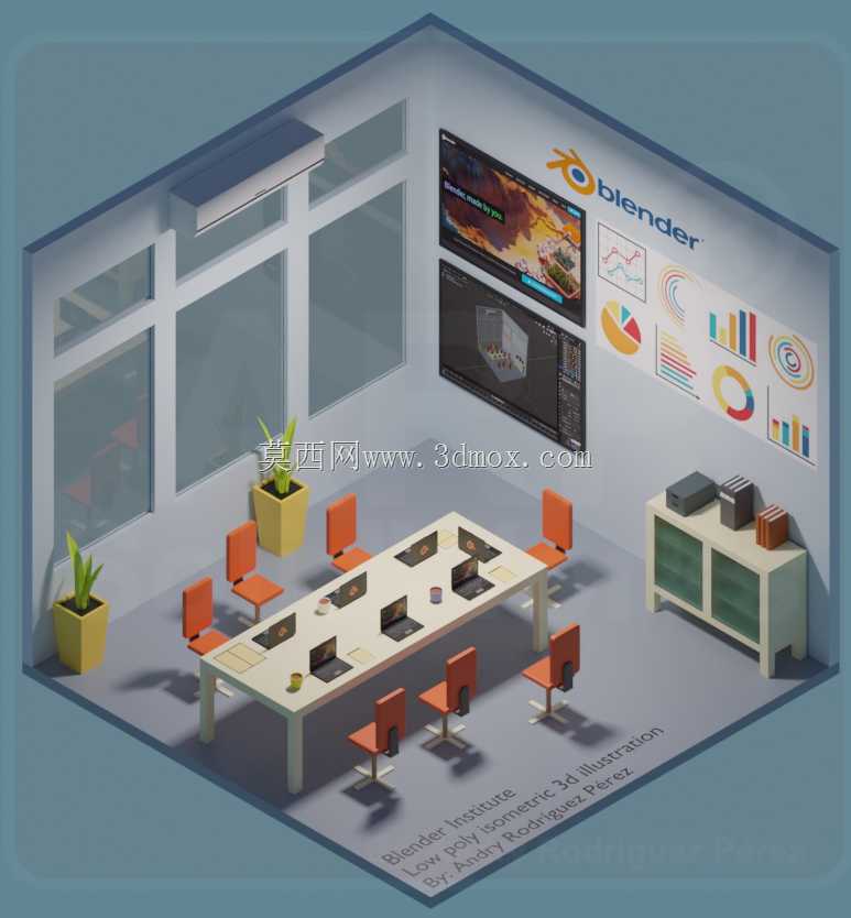 低多边形等距3d插图-430