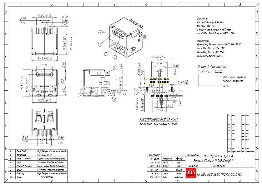 USB Type-A\u0026 Type-C端口,KLC电子