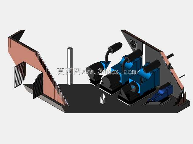带内部隔音装置的发电机房模型