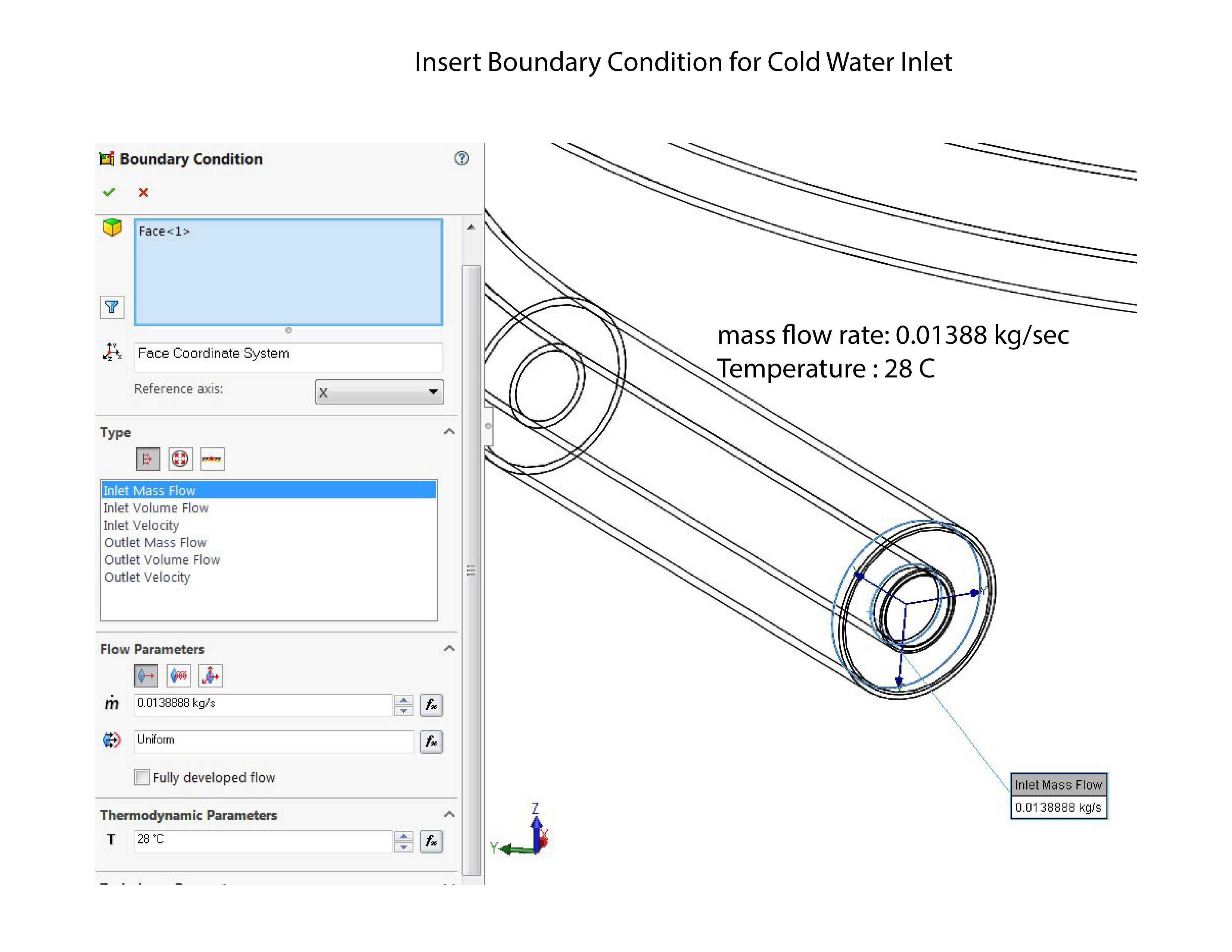 Solidworks流动模拟-管中管螺旋式换热器热水/冷水