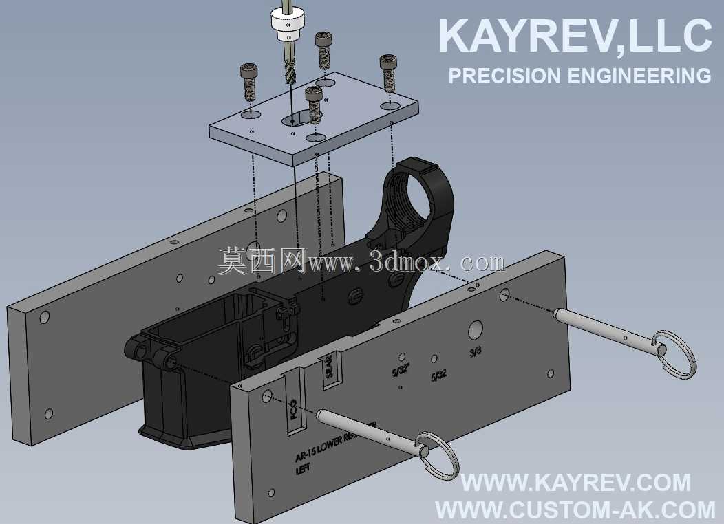 AR-15精密80%夹具,带端铣刀导轨