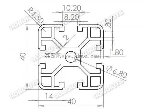4040方角铝挤压型材LE-8-4040