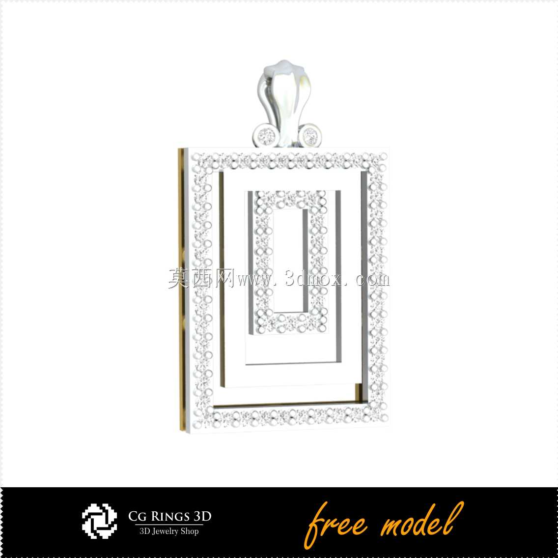 带有Diamons Free 3D模型的3D CAD吊坠