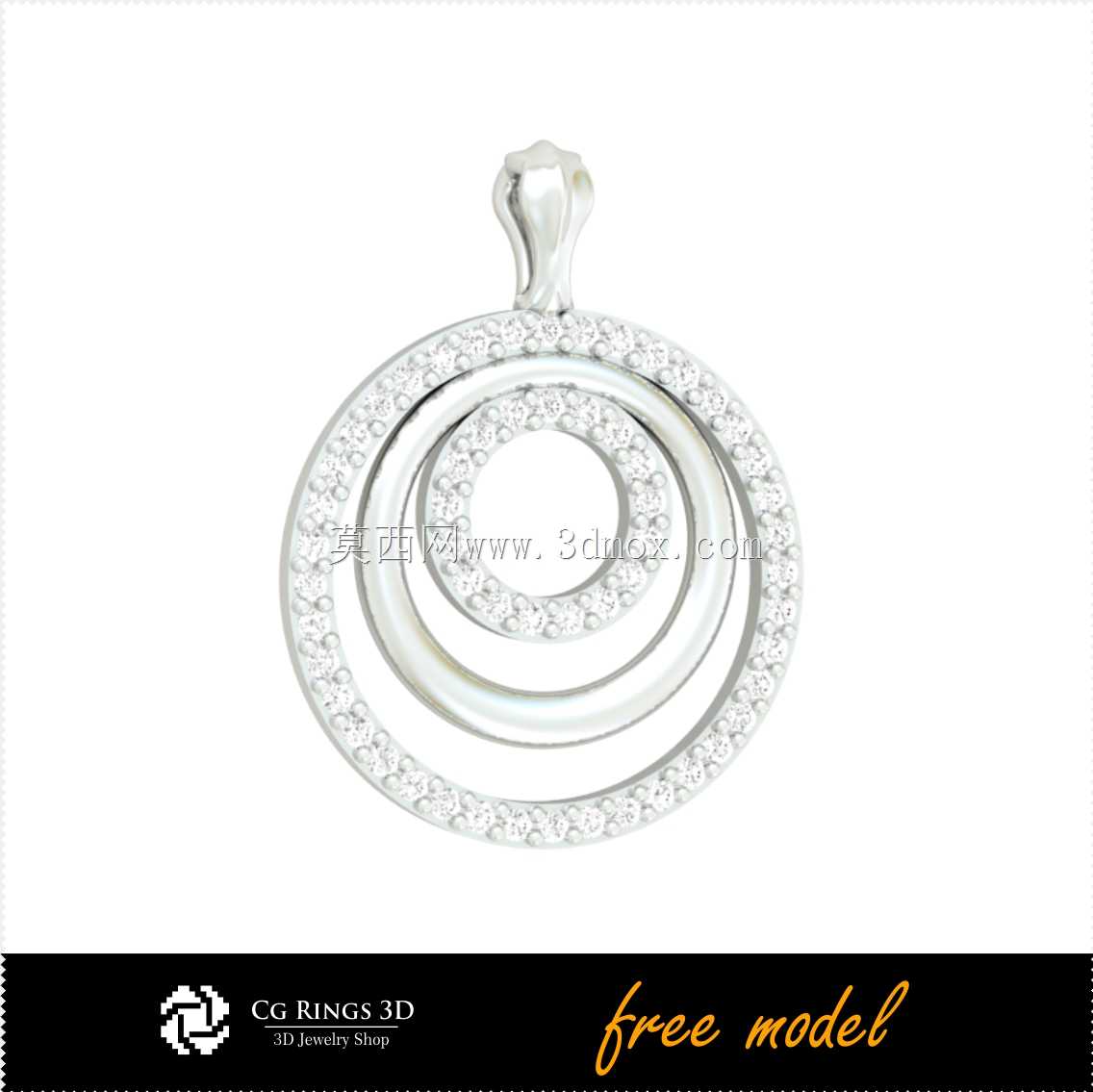 3D CAD吊坠搭配Diamons Free 3D