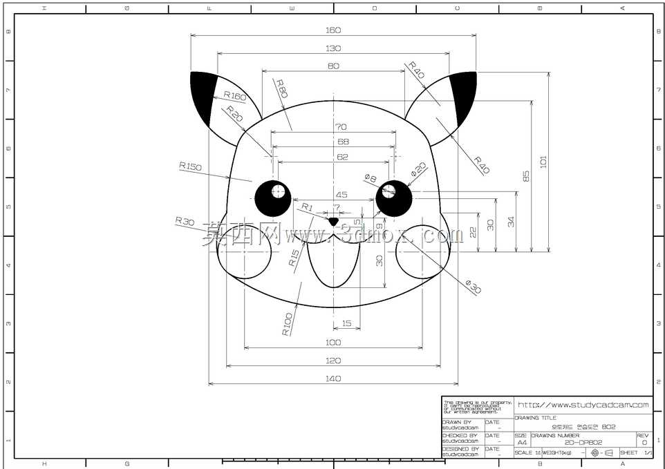 皮卡丘二维AutoCAD