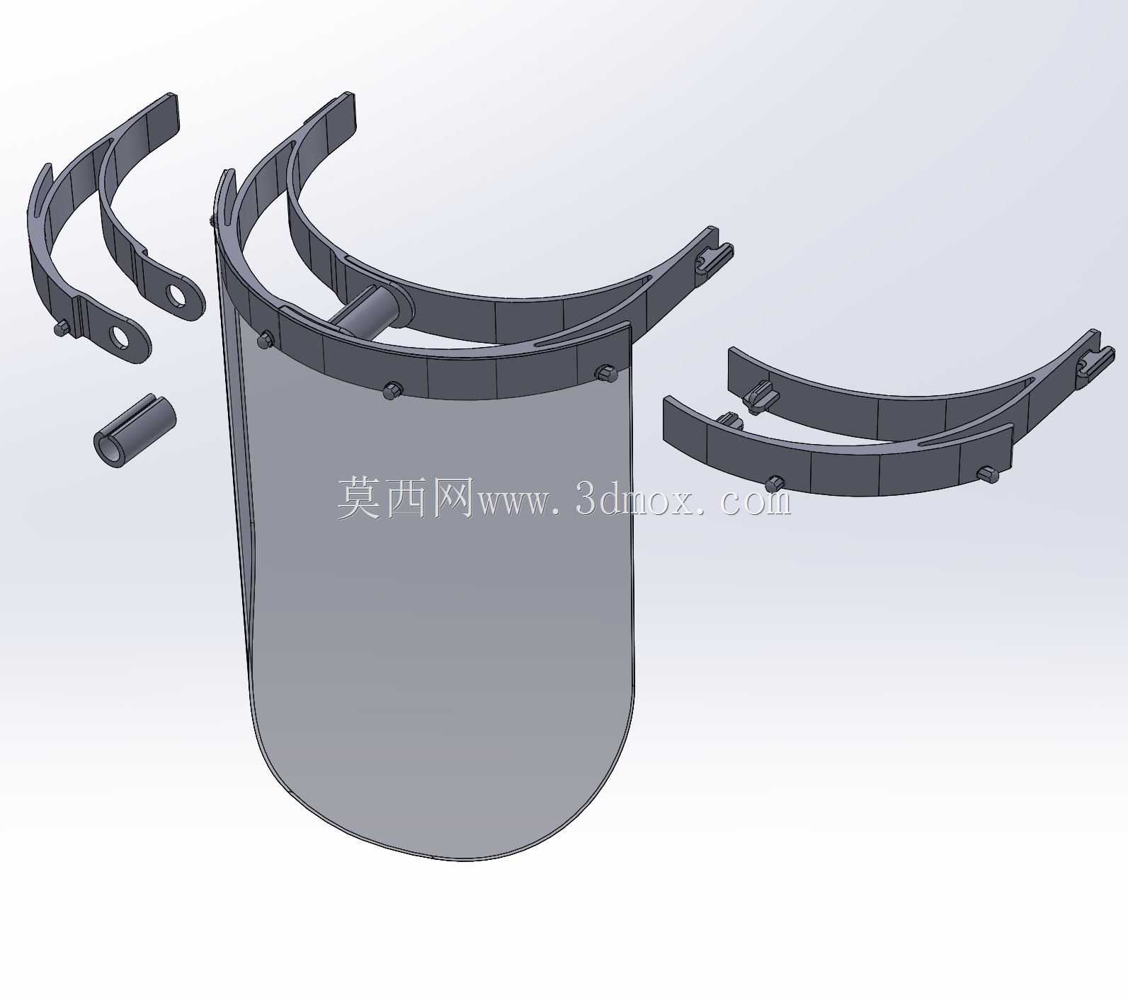 COVID-19模块化140mm x 140mm标准小尺寸3D打印遮阳板支架,带DXF面罩