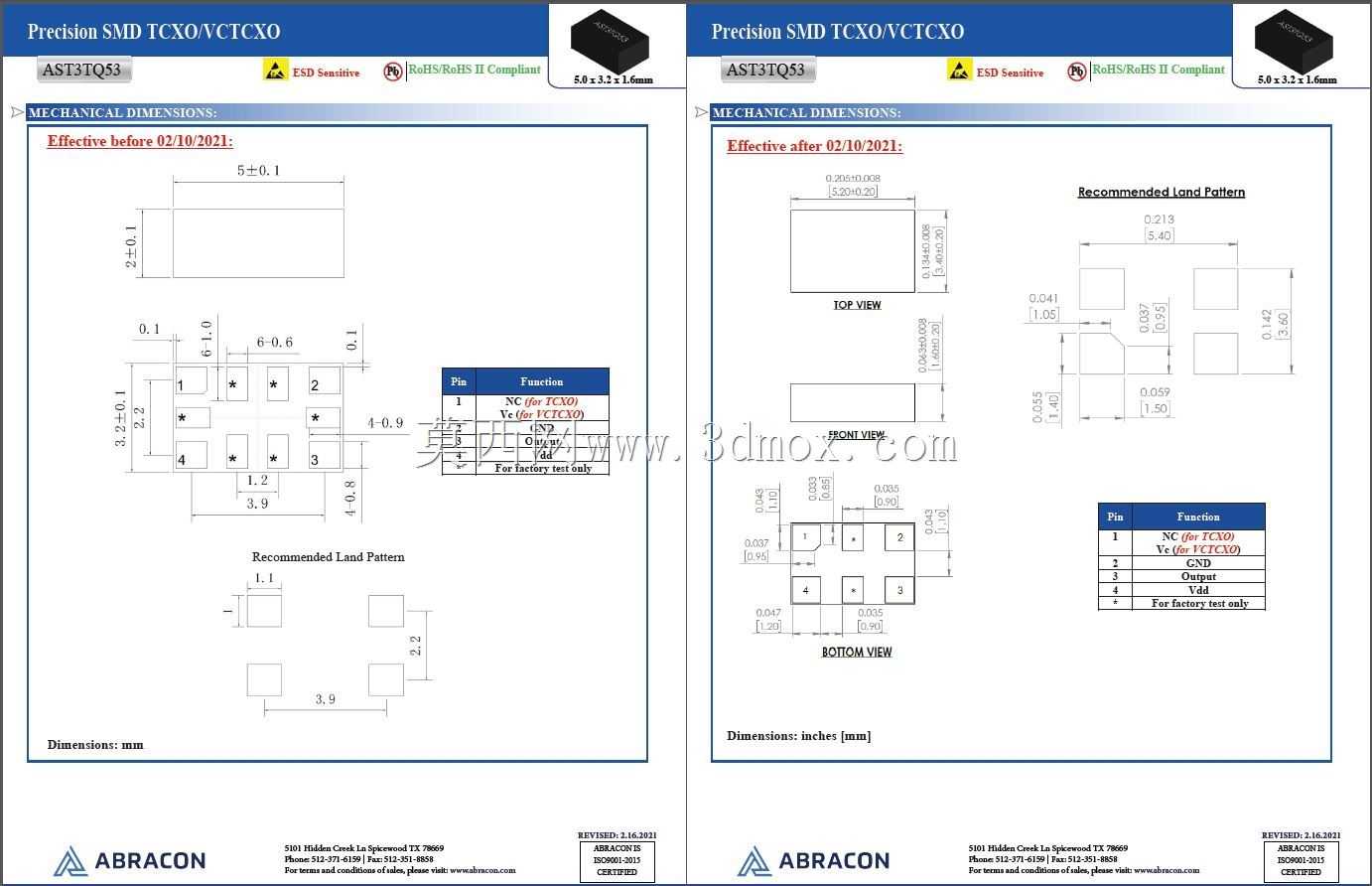���ȶ���+/-50 PPB Abracon 5032���TCXO/VCTCXO