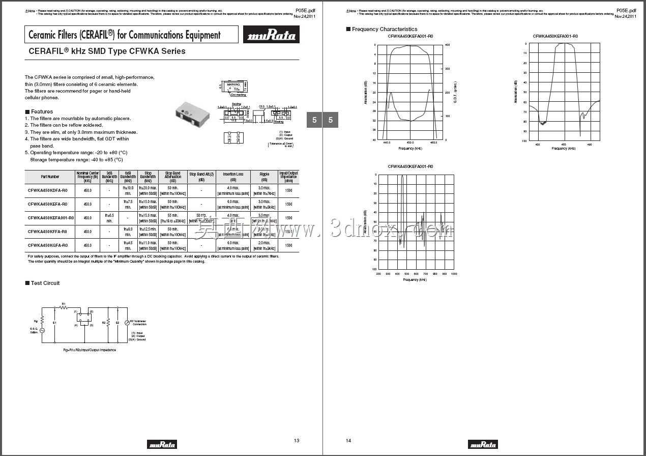 ����455 KHz CFWKA CERAFIL�մ��˲���