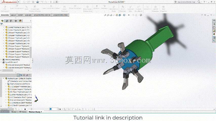 Solidworks中的液压六爪抓取机构