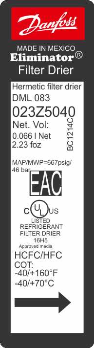 Filtro Danfoss DML083 3/8 \��