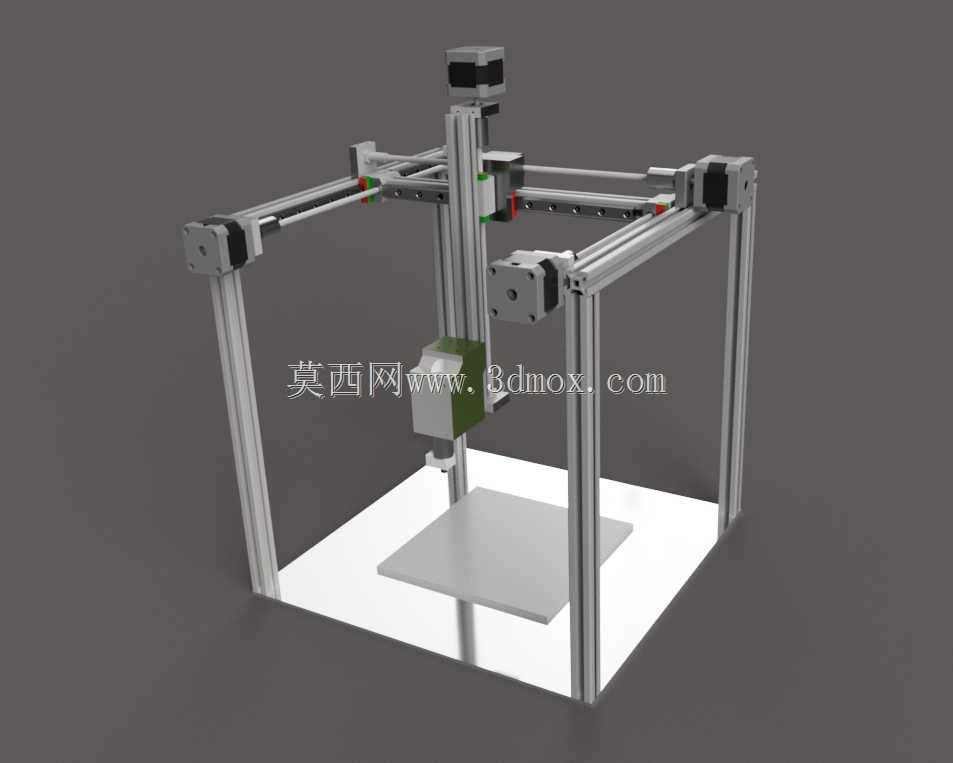 具有固定打印床模块的三维打印机模型