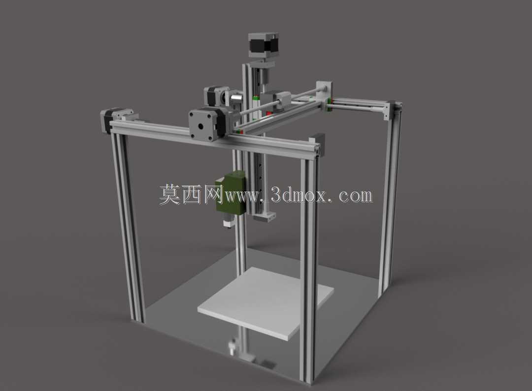 具有固定打印床模块的三维打印机模型