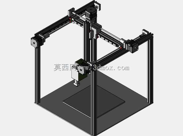 具有固定打印床模块的三维打印机模型