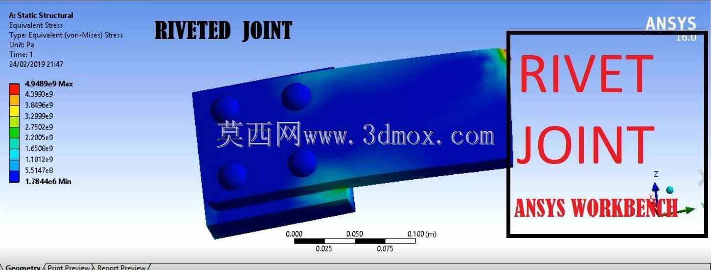 250N力下4铆钉铆接接头结构分析| Ansys Workbench | Catia to Ansys|