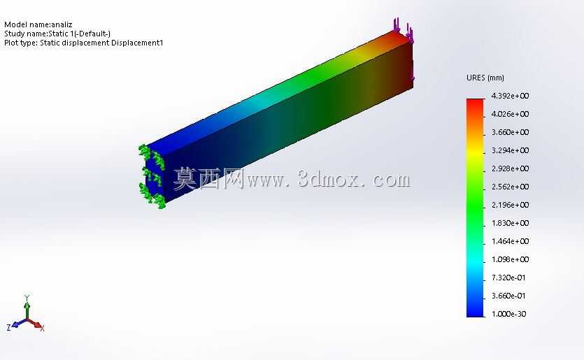 SolidWorks模拟挠度分析