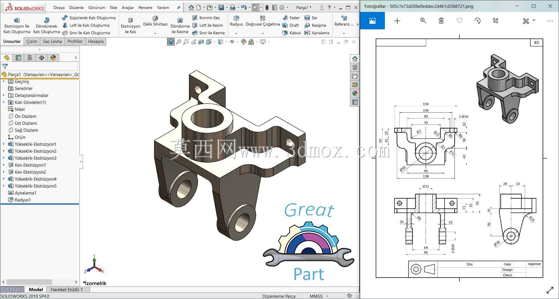SolidWorks 2019-3 Boyutlu Kat?Model Al?t?rmalar?-1���󲿷֡���Youtube E?itim Kanal?��