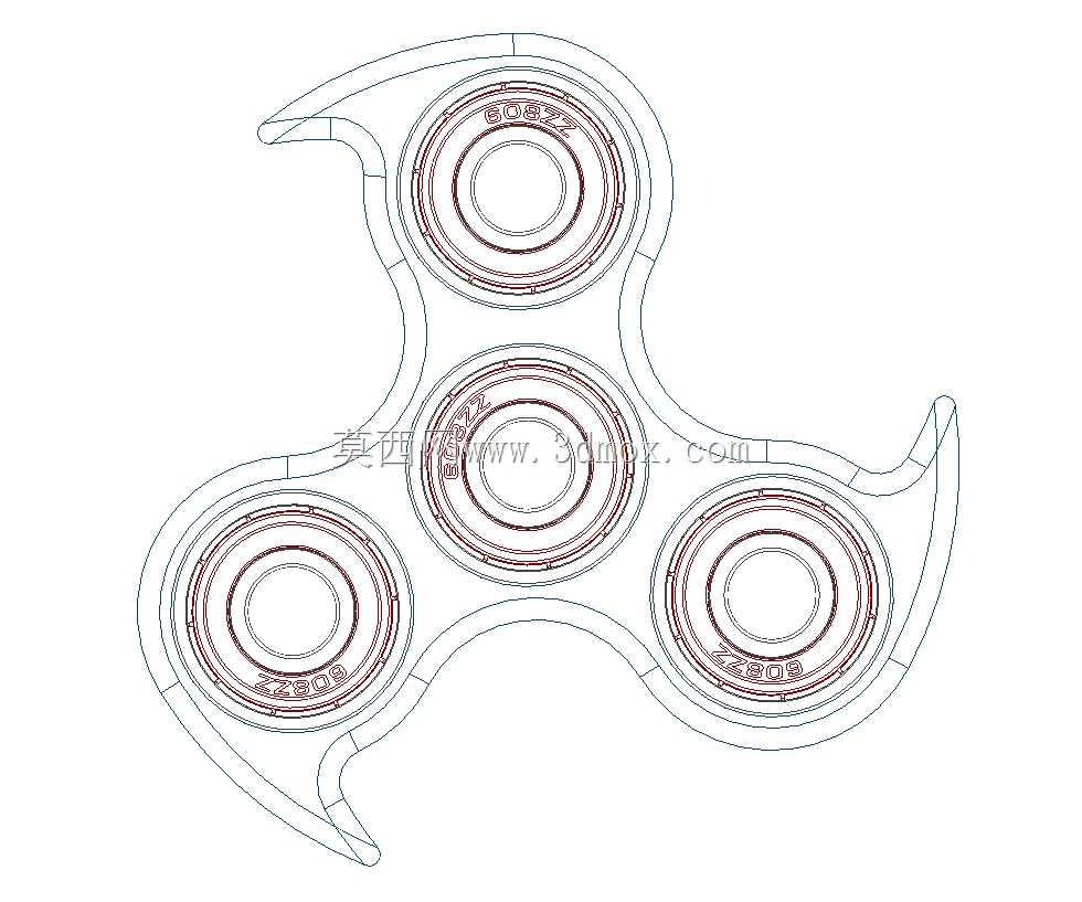 Fidget Spinner(608 ZZ滚珠轴承)-3D打印就绪