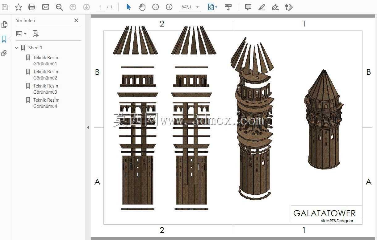 Galata Tower Book Nook 3dmodel.sldprt