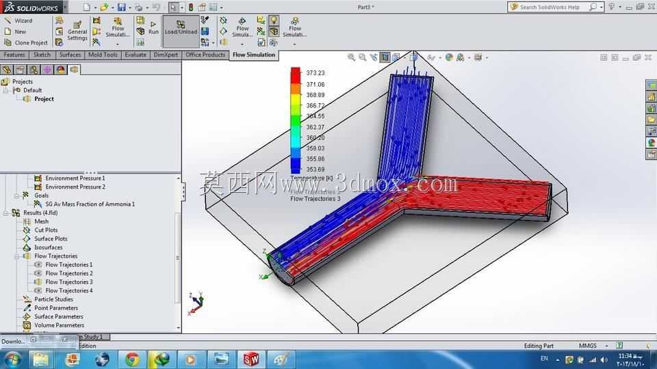 教程20:如何在solidworks流模拟中使用来自两个不同部分的两种不同材质,其中仅包含提示