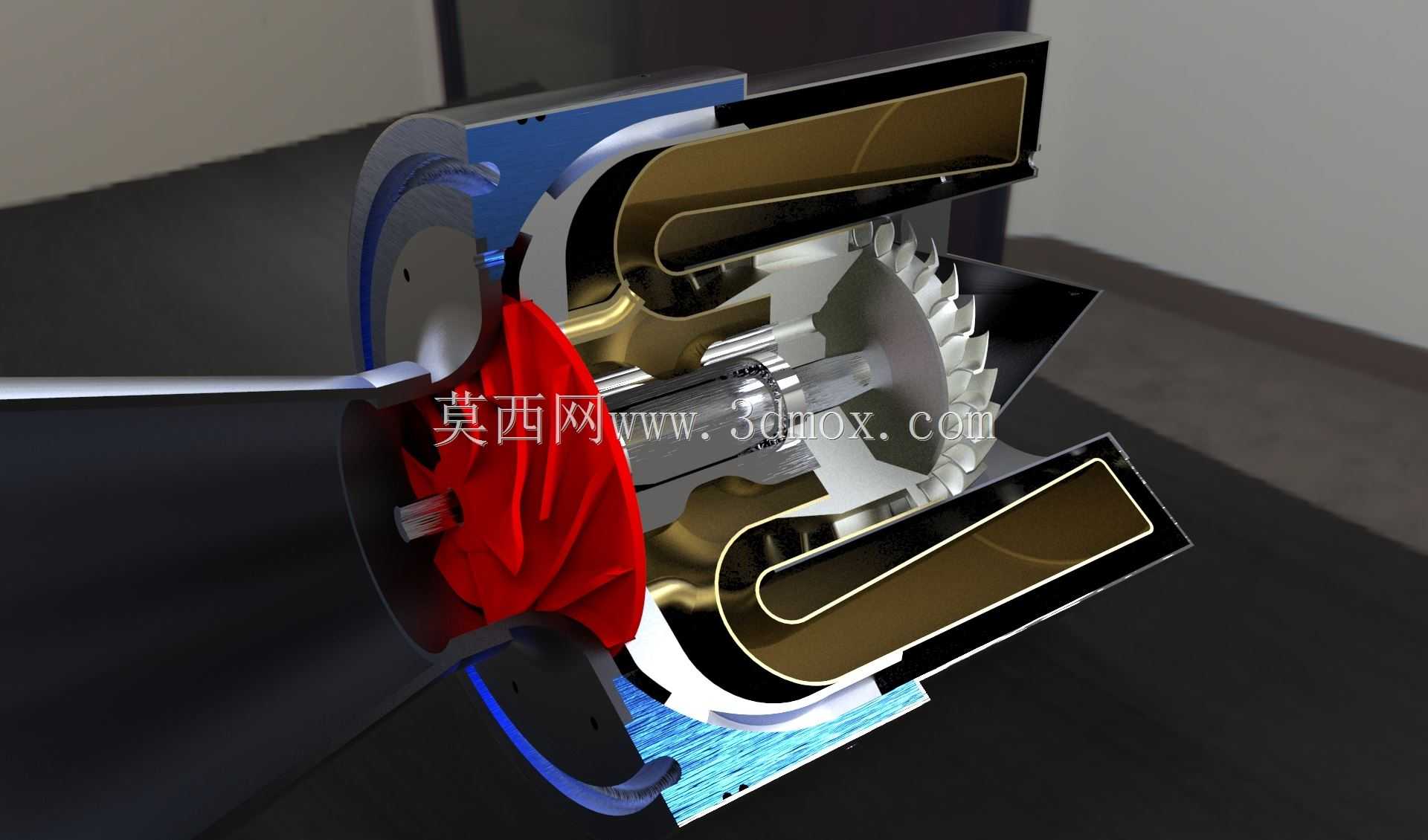 Keyshot渲染涡轮喷气发动机TJE200FH反转