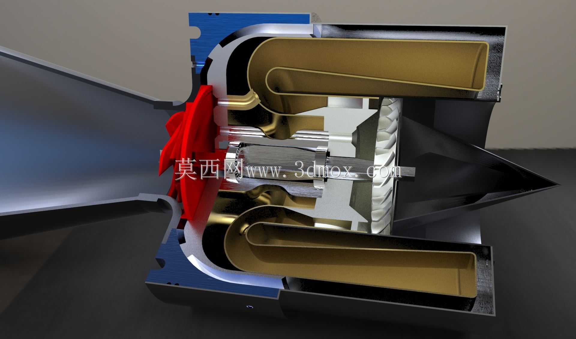 Keyshot渲染涡轮喷气发动机TJE200FH反转