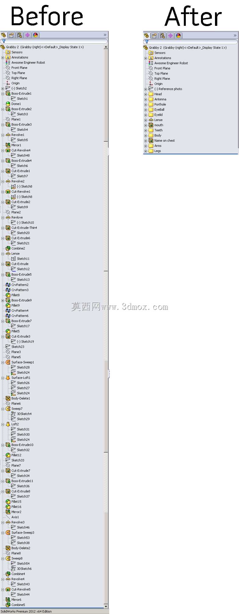 教程-提示-在SolidWorks中保持自然树的干净和有序。
