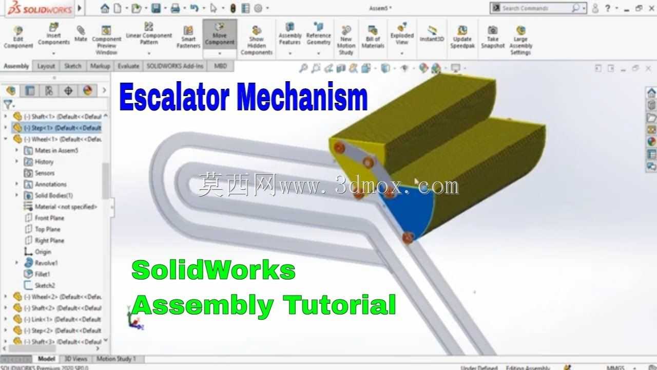 SolidWorks实践中的自动扶梯装配
