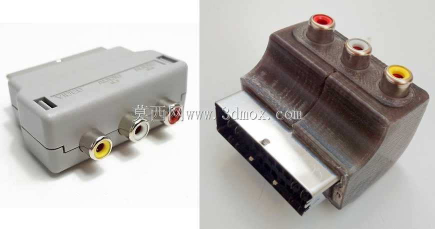 3D打印90°RCA\u003eSCART外壳