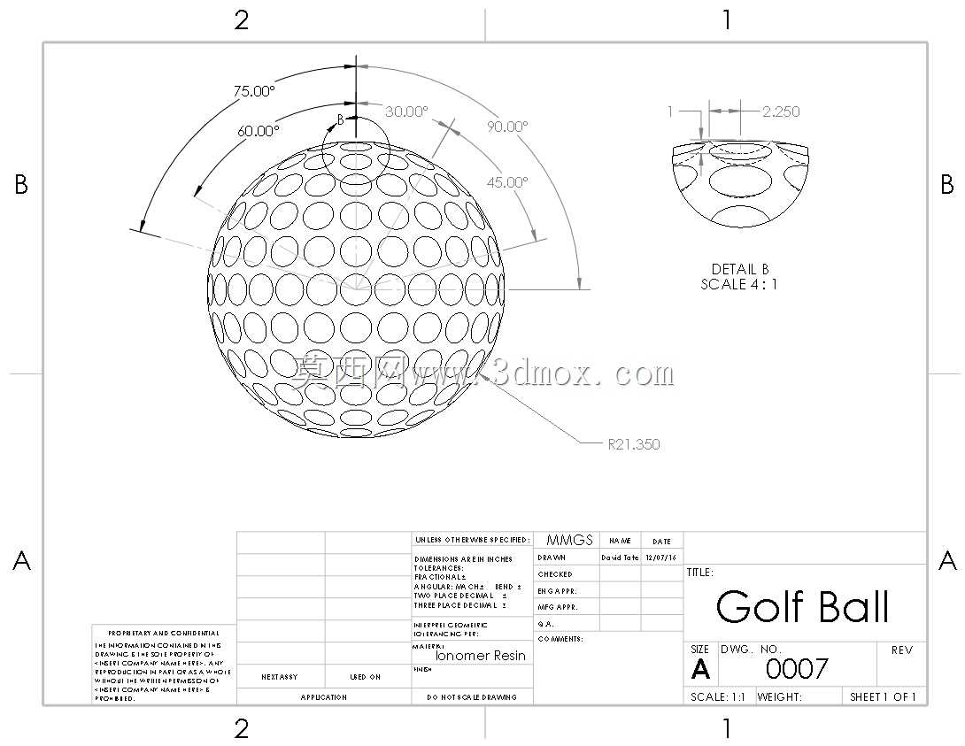 高尔夫球(Solidworks)