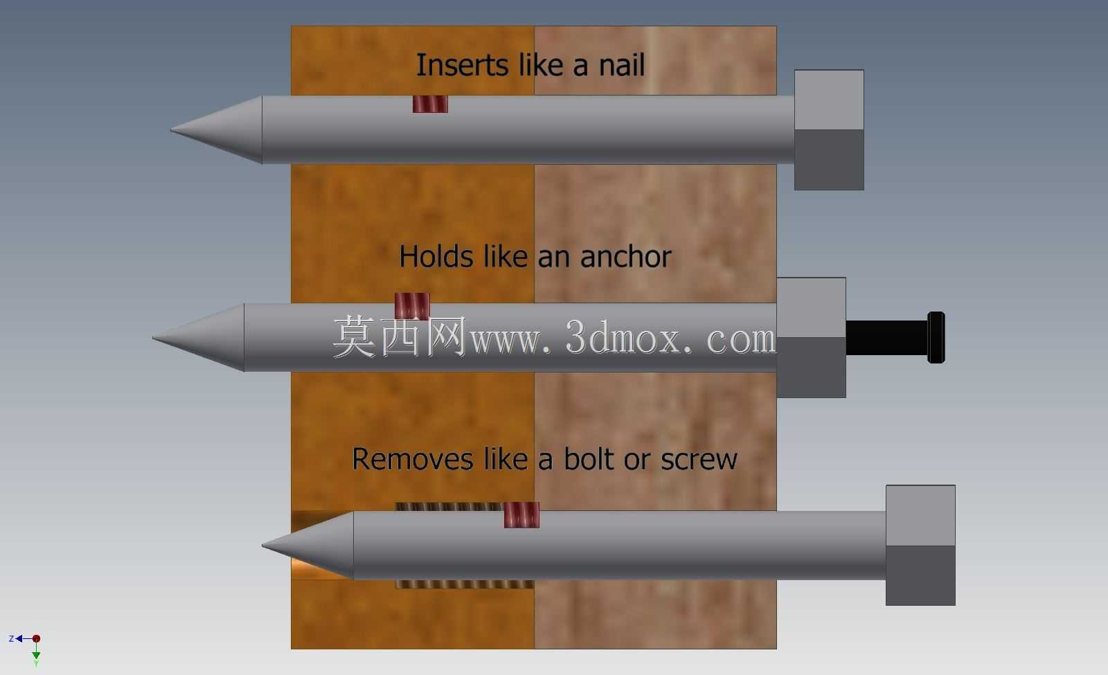 3D带锚钉钉(可拆卸)