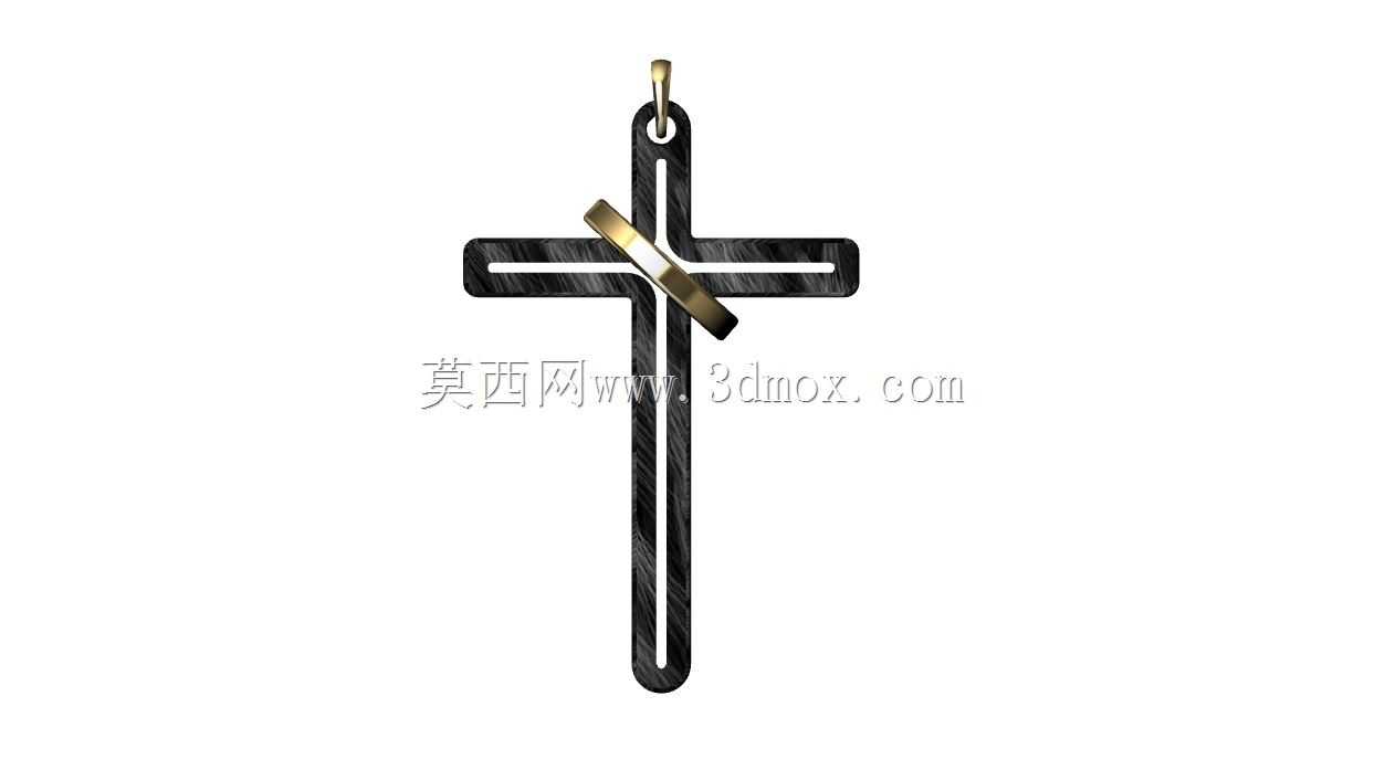 碳十字吊坠和金戒指