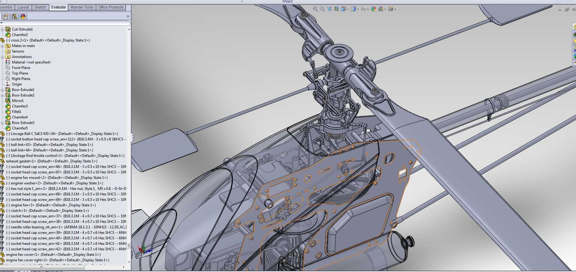 Trex 700 Nitro Solidworks