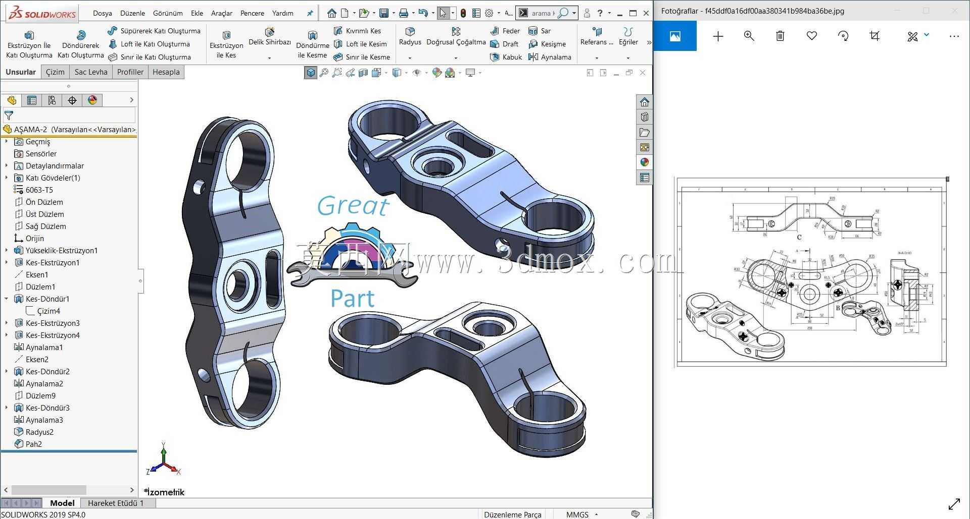 SolidWorks 2019��3 Boyutlu Katģ��AL t rMrARAR-PAR SAA��16