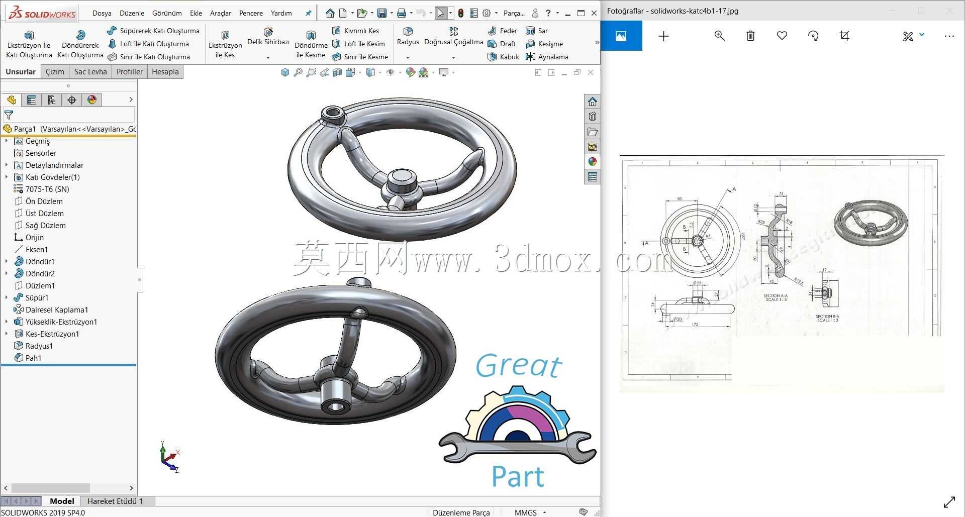SolidWorks 2019��3 Boyutlu Katģ��AL t rMrARAR-PAR SAA��11