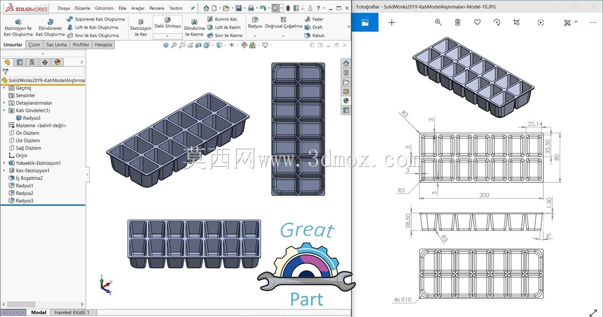SolidWorks 2019��3 Boyutlu Katģ��AL t rMrARAR-PAR SAA��10