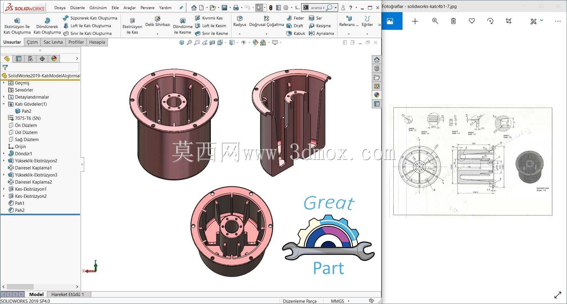 SolidWorks 2019��3 Boyutlu Katģ��AL t rMrARAR-PAR SAA��9
