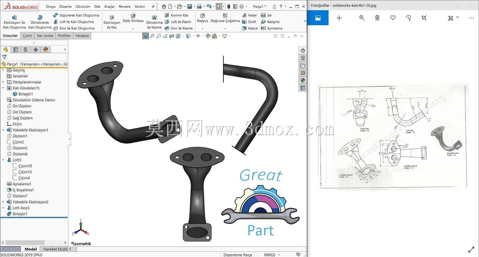 SolidWorks 2019��3 Boyutlu Katģ��AL t rMrARAR-PAR SAA��8